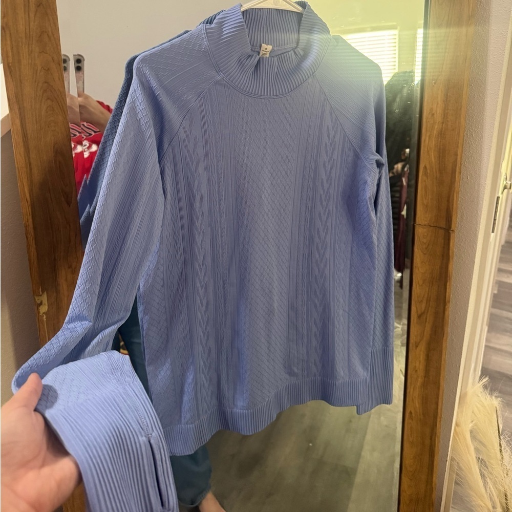 NWOT LULULEMON Rest Less Mock Neck Long Sleeve- Hydrangea Blue - Picture 3 of 5